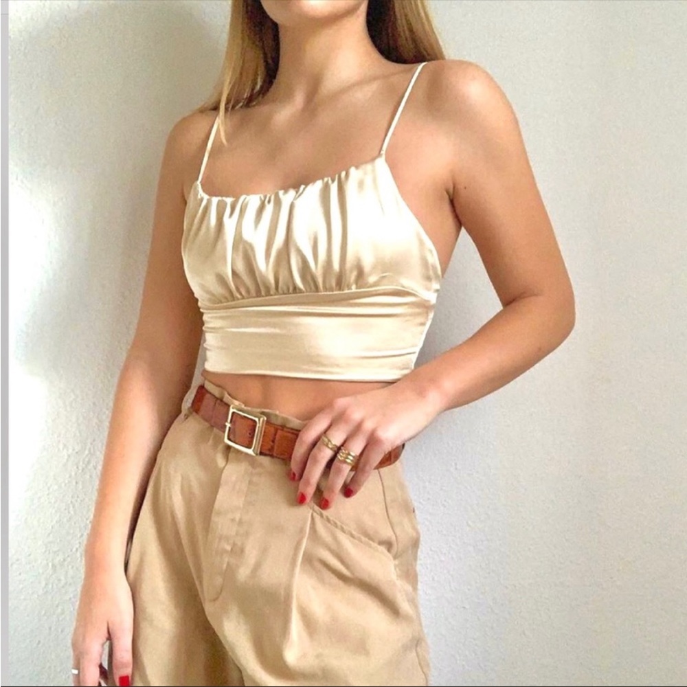Zara Gold Satin Crop Top
